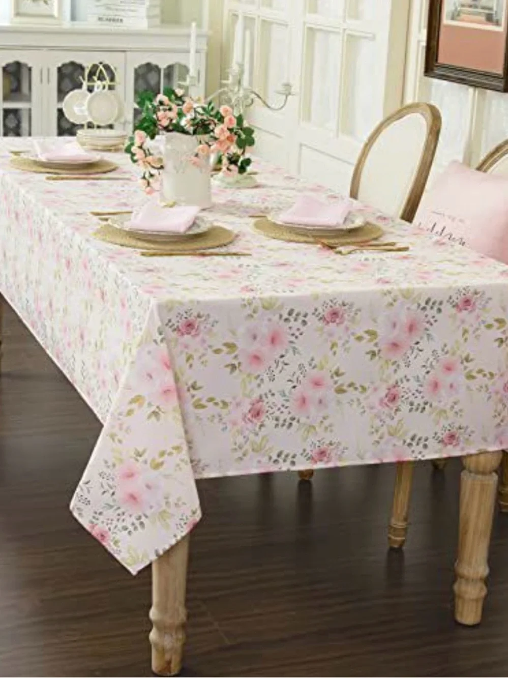 Pink Floral Tablecloth - Home Dining
